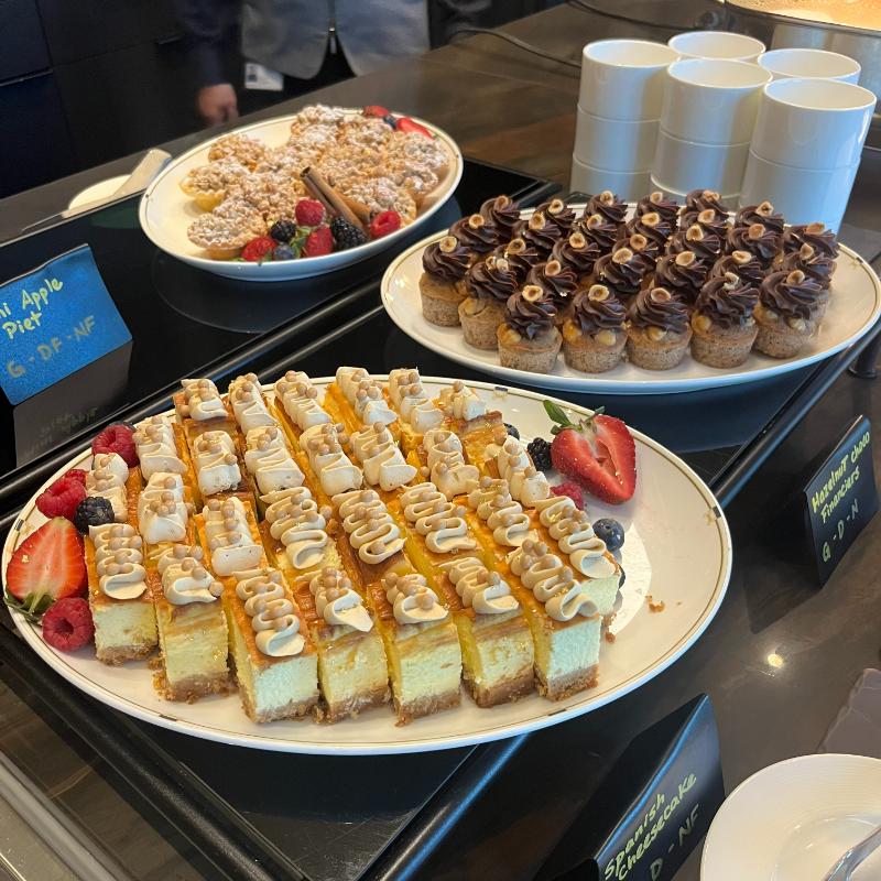 Assorted desserts offered during evening service at JW Marriott Executive Lounge in Vancouver.