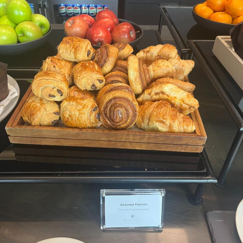 Assorted breakfast pastries offered at the JW Marriott Executive Lounge, Vancouver.