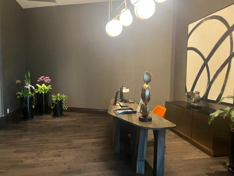 Check-in area at JW Marriott Executive Lounge, Vancouver — access via room key card.