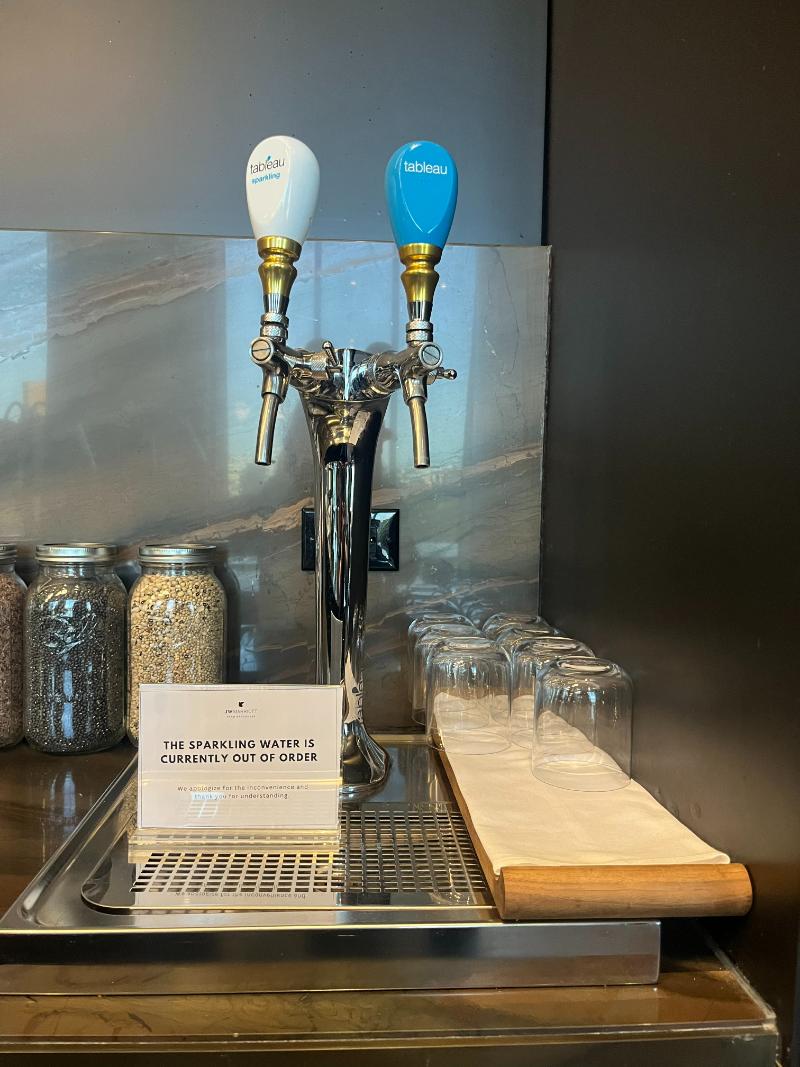 Sparkling water dispenser out of order at JW Marriott Executive Lounge, Vancouver, BC.