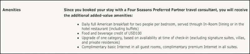 Four Seasons Jakarta Preferred Partner benefits