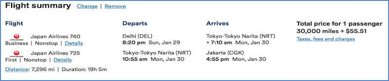 Japan Airlines Delhi-Tokyo-Jakarta in Business and First Class