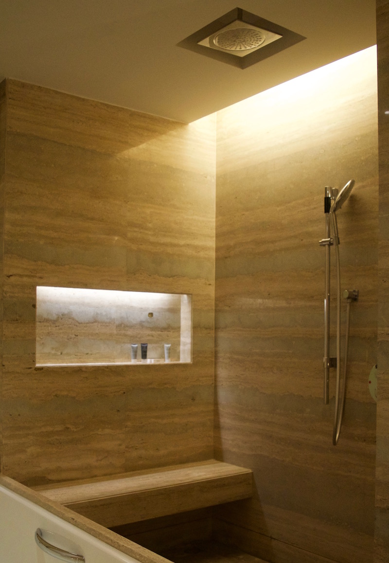 Huge Walk-In Marble Rainforest Shower