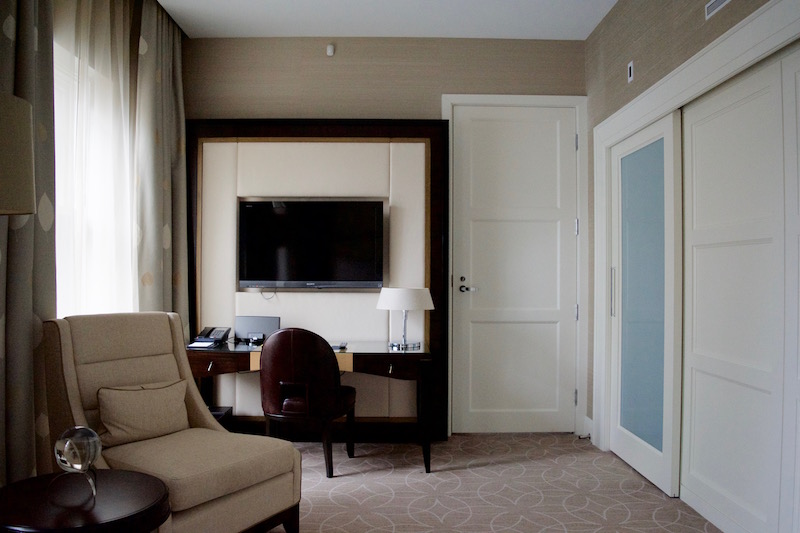 Workspace With Wall-Mounted Television 