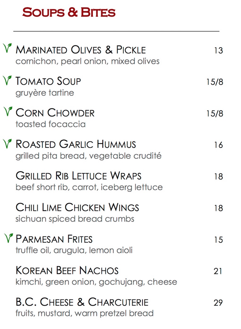 Soup And Bites Menu
