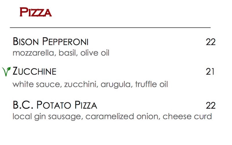 Pizza Menu