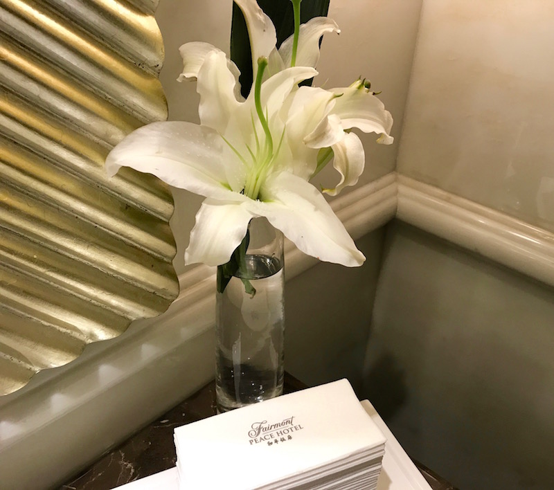 Gold Floor Bathroom Flowers