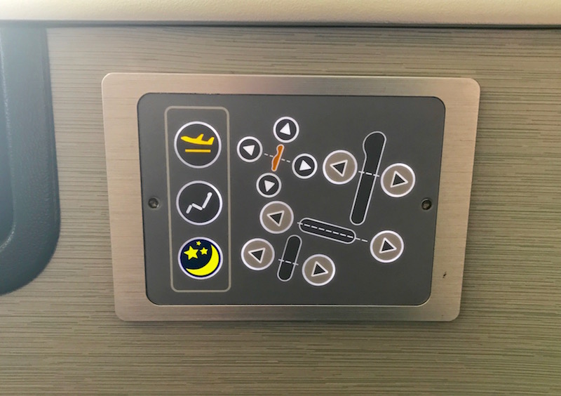 EVA Air Business Class Seat Controls