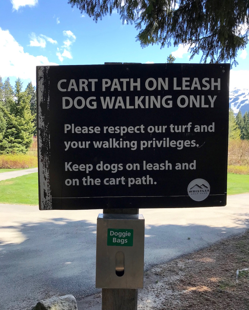 Sign At The Path Through The Golf Course