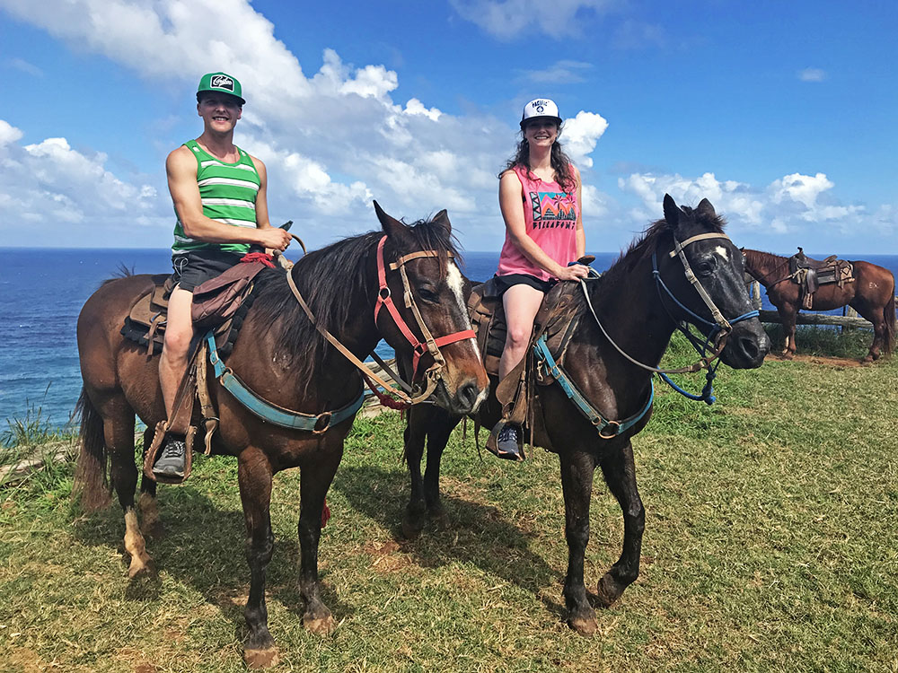 Horseback riding Oceanside at the Mendes Ranch. Wailuku, HI.
